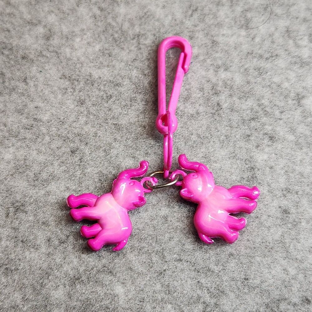 Vintage 1980s Plastic Bell Charm Pink Elephants For 80s Charm Necklace